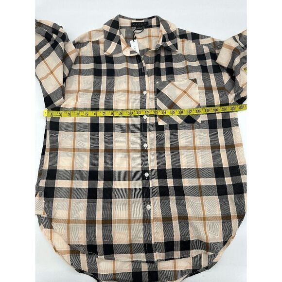 Sanctuary Women's Shirt Button Down Plaid Pocket Accent Sz S Loose Fit NWT - Picture 6 of 7